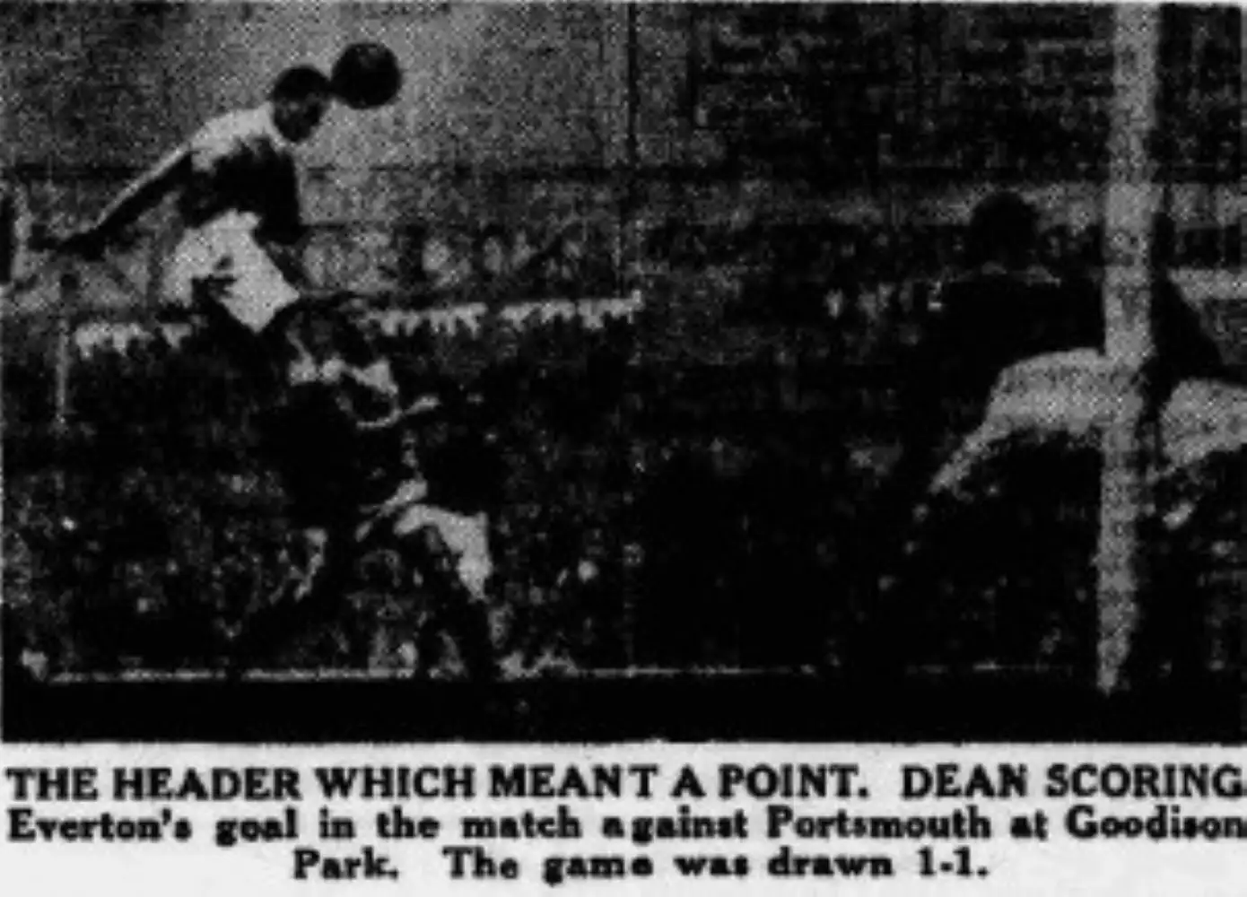 42 29.10.32 Dean v Portsmouth (H) Dixie Dean soars to head home as Everton draw 1-1.webp