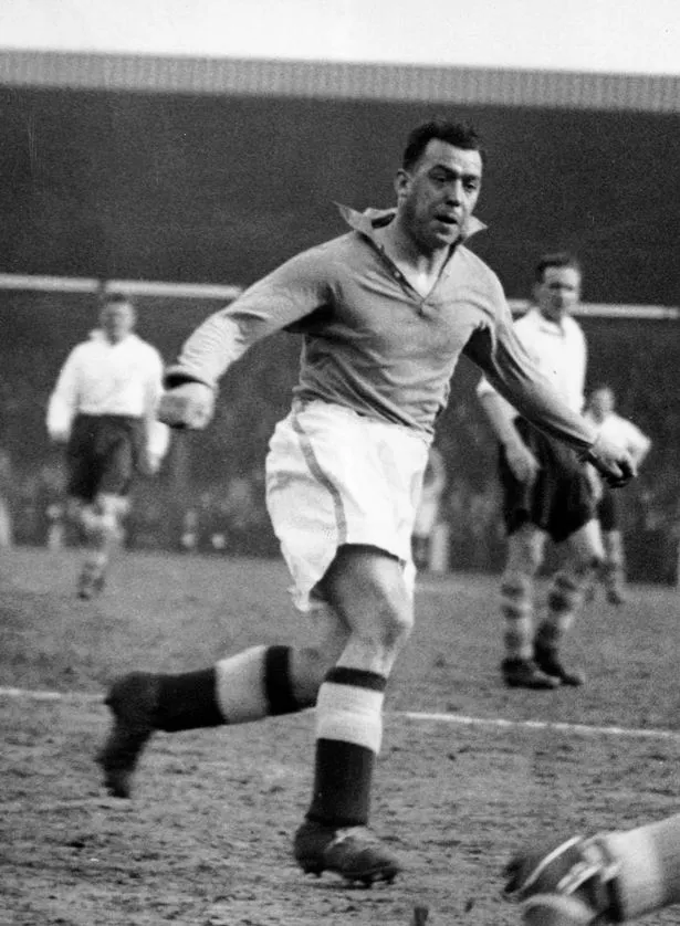 Dixie Dean in action for Everton. 16th April 1937.