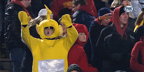 iowa-state-fans-dressed-as-teletubbies.gif