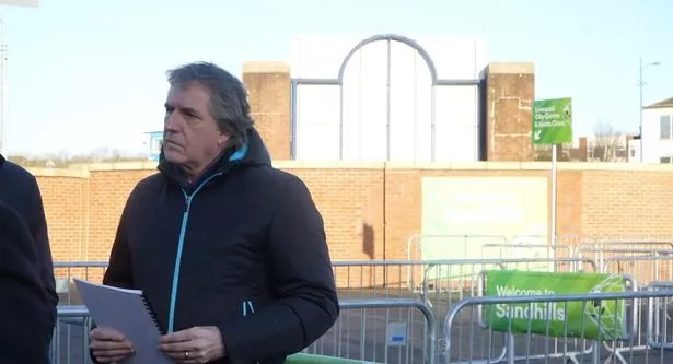 Steve Rotheram at the new 'fan zone' at Sandhills Train Station