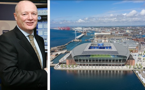 Peter Kenyon (L) had fronted the Kiminskis' bid until this point, one which promises a redevelopment of Everton's stadium' bid until this point, one which promises a redevelopment of Everton's stadium