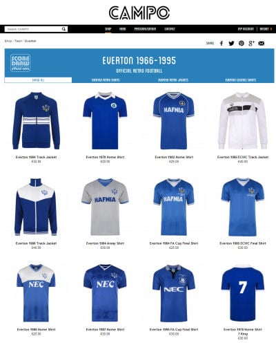 everton jerseys through the years