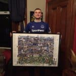 Everton fan with an Everton Mishmash Poster