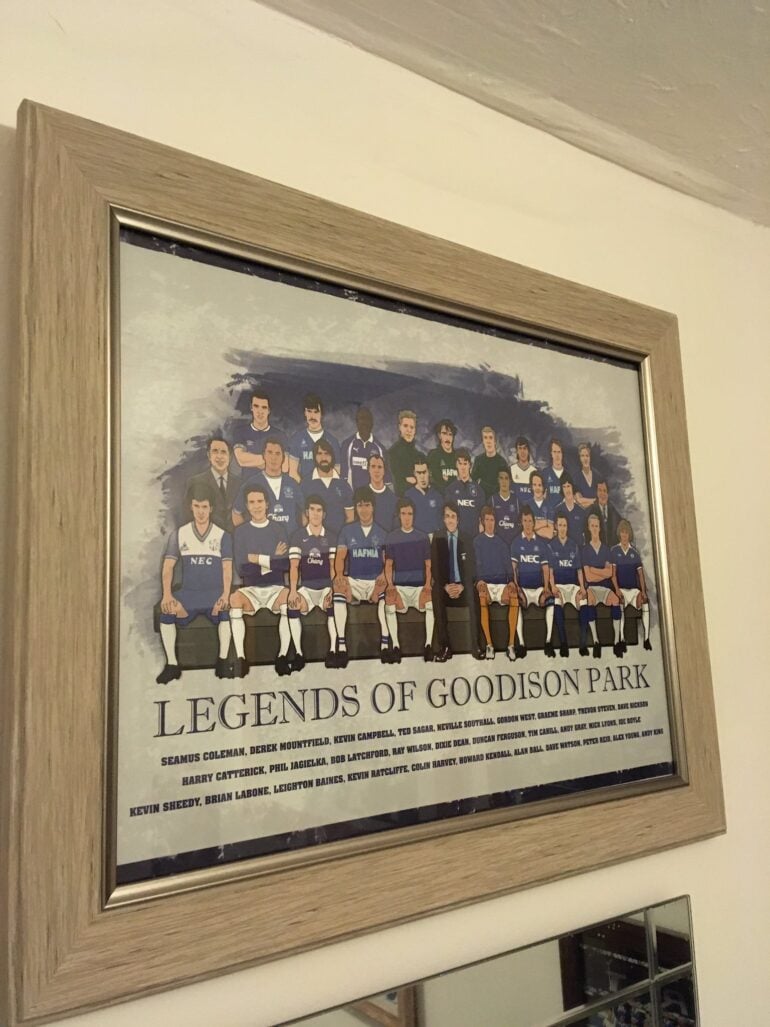 Framed version of the a3 everton print