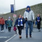 Everton fans walking to Hill Dickinson Stadium