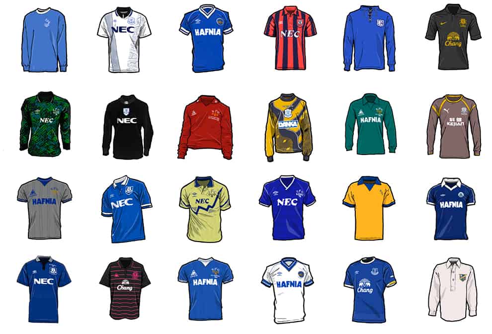 everton jerseys through the years