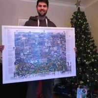 Everton fan with an Everton Mishmash Poster
